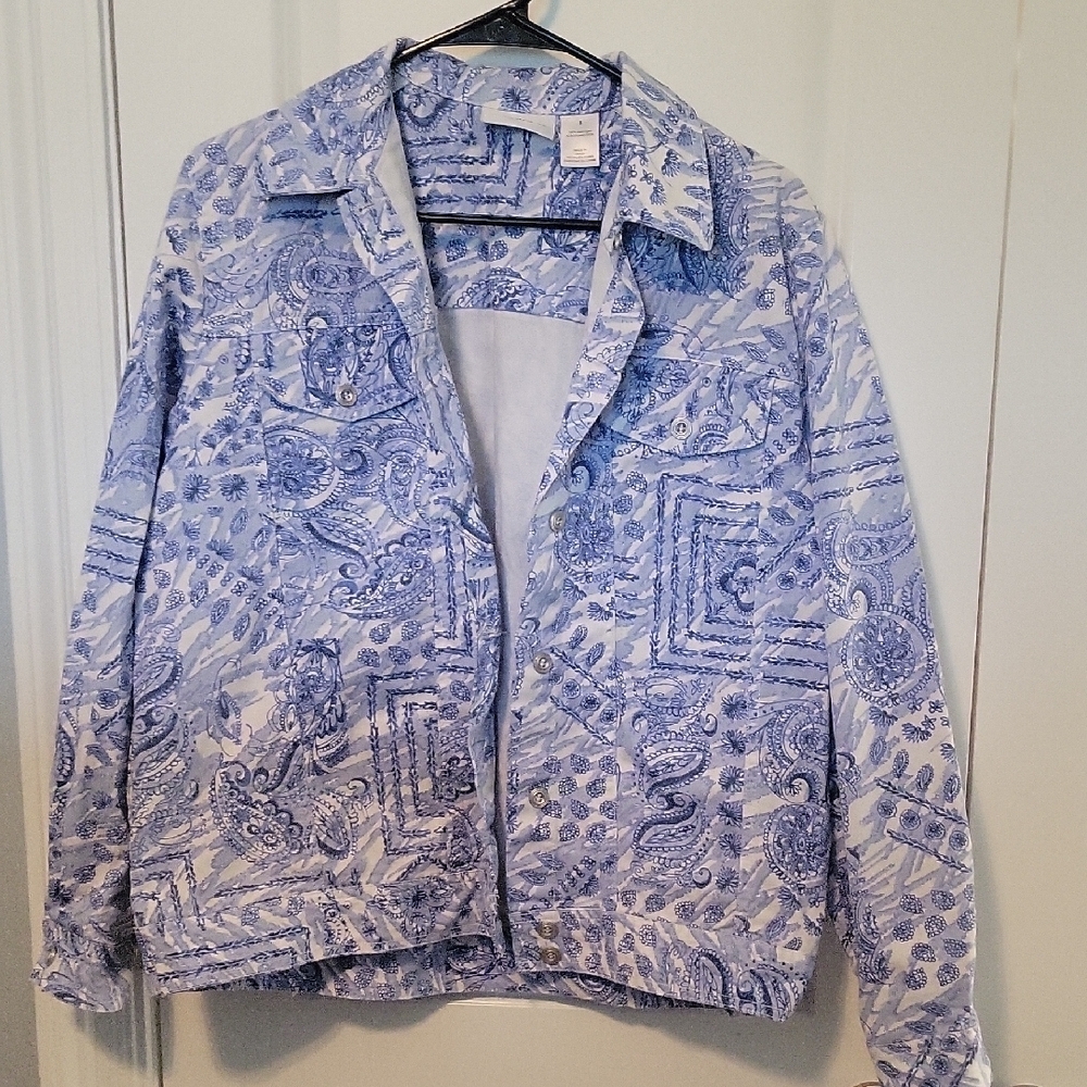 Stylish Blue Patterned Women's Jacket